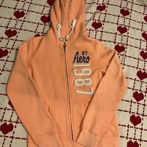 Aeropostale coral zip up hoodie | size x-small